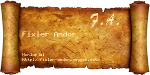 Fixler Andor névjegykártya
